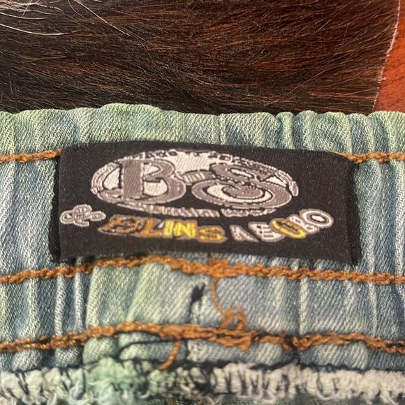 Bling Agogo Tye Died Wide Bottom Jeans, Size S/M - Picture 7 of 12